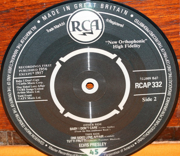 Elvis Presley : Baby I Don't Care (7", Single, Pic)
