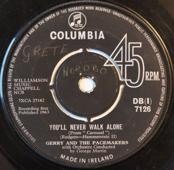 Gerry & The Pacemakers : You'll Never Walk Alone (7", Single)