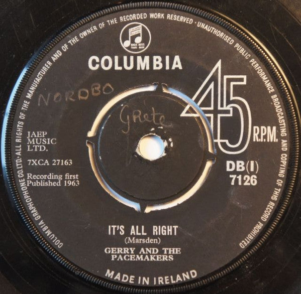 Gerry & The Pacemakers : You'll Never Walk Alone (7", Single)